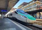 Ein FS Trenitalia ETR 610 in der neuen eC Farbgebung ist auf dem Weg von Gen�ve nach Milano und konnte beim Halt in Lausanne fotografiert werden.