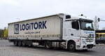 T�rkischer Logistiker Logitork.com mit einem Sattelzug mit MB ACTROS 1848 Zugmaschine am 13.04.26 Berlin Marzahn.