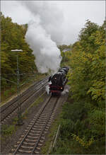 01 180 umf�hrt ihren Zug in Spaichingen.
