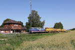 218 343 der 'Eisembahn Service L�bbenau GmbH' war mit einem Bauzug am 20. Juni 2026 bei G�tzdorf in Richtung Landshut unterwegs.
