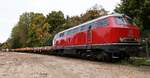 DB/LR 219 001-5 mit kurzem Bauzug abgestellt bei Rendsburg.