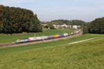 6193 123  ROLLING-TONS  von  RAILPOOL  war mit einem  KLV  bei Axdorf im Chiemgau in Richtung M�nchen unterwegs.