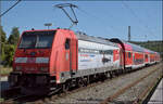 146 230 mit einem vertragswidrig kurzem Schwarzwaldbahnzug.