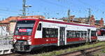 Hanseatische Eisenbahn GmbH mit ihrem RS1 'VT 650 06' (NVR: '95 80 0650 567-0 D-HANS') und der RB33 nach Tangermünde Einfahrt Bahnhof Stendal Hbf. am 28.04.26