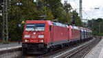 DB Cargo AG, Mainz [D] mit der Doppeltraktion   185 203-7  [NVR-Nummer: 91 80 6185 203-7 D-DB] +  185 045-2  [NVR-Nummer: 91 80 6185 045-2 D-DB] und einem innofreight Sch�ttgutwagen- Erzzug aus