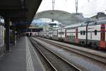 Blick auf die Gleise vom Bahnhof Chur. Aufgenommen am 16.10.2015.
