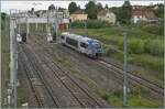 Br�ckenblick in Delle auf den SNCF X 73745 der als TER von Belfort kommend sein Ziel Delle erreicht.

20. Mai 2026 

 