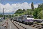 Die SNCF BB 22391 'Nez cass�' f�hrt mit ihrem TER 96634 durch den Bahnhof von La Plaine und erreicht in K�rze Frankreich.