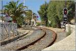 �ber die Mauer hinweg - so d�rfte der Lokf�hrer des Zuges von Bastia die Einfahrt in Lisula Rossa / Ile Rouse wahrnehmen.