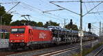  NeS - Netzwerkbahn Sachsen GmbH, Dresden [D] mit der leasten Akiem Lok  185 588-1  [NVR-Nummer: 91 80 6185 588-1 D-AKIEM] und einem PKW-Transportzug (fabrikneue SKODA Modelle) am 29.09.26 H�he