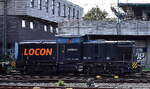 LOCON LOGISTIK & CONSULTING AKTIENGESELLSCHAFT mit ihrer  LOCON 217  [NVR-Nummer: 92 80 1203 123-5 D-LOCON] und drei Containertragwagen (leer) am 10.08.26 H�he Bahnhof Hamburg-Harburg.