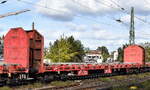 Diese vierachsigen Drehgestell-Flachwagen der Regelbauart sind speziell f�r den Transport von Stammholz (Rundholz) und Schnittholz konzipiert worden, hier ein Wagen der DB Cargo Polska S.A.