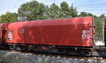 Der Shimmns-ttu 722 ist ein vierachsiger Drehgestellflachwagen der DB Cargo mit verschiebbarem Planenverdeck, der speziell f�r den sicheren Transport von feuchtigkeitsempfindlichen Stahl-Coils