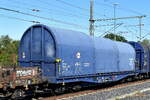 Slowakischer Drehgestell-Flachwagen mit vier Rads�tzen, verschiebbarer Teleskophauben mit Plane und Lademulden f�r Coiltransporte vom Einsteller AXBENET s.ro.