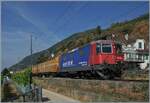Auf dem letzten Einspurabschnitt der Jurafuss Strecke ist bei Ligerz ist die SBB Re 4/4 II 11288 (Re 420 288-3)  Avanti tutta  mit einem Postzug auf dem Weg nach Biel/Bienne.
