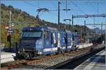 Die MOB Ge 4/4 8001 ist mit dem GoldenPass Express Montreux - Interlaken in Zweisimmen angekommen und wird nun durch eine Normalspurlok ersetzt.