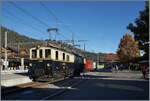 125 Jahre MOB - daf�r steht der FZe 6/6 2002 mit seinem MOB Zug, mit dem roten CEV Wagen, der symbolisch die  Tochtergesellschaften  vertritt.