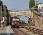 Die von SBB Cargo angemietete 193 064 f�hrt als Lokzug durch den Bahnhof von Rivaz.