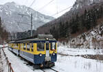 Die Triebwagen der Berner Oberland Bahn BOB ABeh4/4 I 304-310: Triebwagen 305 wurde in der schlimmen Kollision 2003 schwer besch�digt und musste v�llig neu aufgebaut werden. Hier ist er unterwegs nach Lauterbrunnen. Leider Abbruch 2018, nachdem er no ...